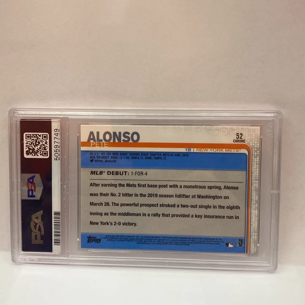 2019 Topps Chrome Update Pete Alonso Mets #86 PSA 10 (MISC12)